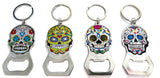 4" SUGAR SKULL BOTTLE OPENER KEYCHAIN  (Sold by the piece OR DOZEN)