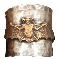 ANTIQUE STYLE FLYING BAT EMBOSSED METAL RING ( sold by the piece)
