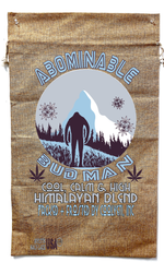 ABOMINABLE BUD MAN MARIJUANA BURLAP BAG (sold by the piece )