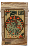 QUEEN OF HEARTS MARIJUANA BURLAP BAG ( sold by the piece )