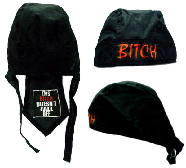 BITCH DOESN'T FALL OFF BANDANA CAP (Sold by the piece) * CLOSEOUT NOW