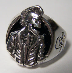 MOHAWK SKULL W SKULL X BONE ON SIDES BIKER RING  (Sold by the piece)