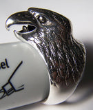 EAGLE HEAD DELUXE SILVER BIKER RING ( sold by the piece )