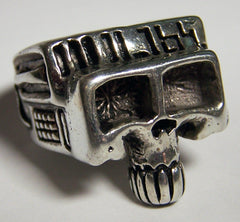 RETRO ROBOT SKULL HEAD DELUXE BIKER RING  (Sold by the piece