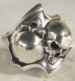 DOUBLE REVERSED SKULL DELUXE BIKER RING (Sold by the piece) *