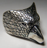 EAGLE HEAD DELUXE SILVER BIKER RING  (Sold by the piece) *
