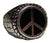 ROUND PEACE SIGN DELUXE SILVER BIKER RING (Sold by the piece)