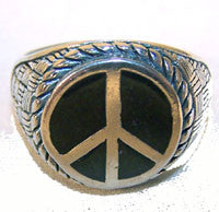 ROUND PEACE SIGN DELUXE SILVER BIKER RING (Sold by the piece)
