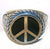ROUND PEACE SIGN DELUXE SILVER BIKER RING (Sold by the piece)