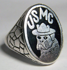 USMC BULLDOG US MARINES SILVER DELUXE BIKER RING (Sold by the piece) *