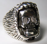 HAND OVER SMILING SKULL HEAD BIKER RING  (Sold by the piece) *