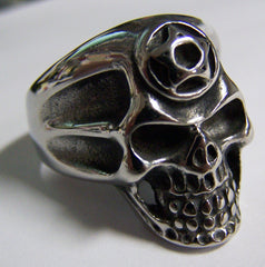 PENTAGRAM SKULL HEAD STAINLESS STEEL BIKER RING ( sold by the piece )
