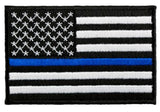 THIN BLUE LINE AMERICAN FLAG 3 INCH EMBROIDERED PATCH ( sold by the piece )