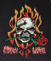 BURN LOVE SKULL BLACK SHORT SLEEVE TEE SHIRT (Sold by the piece)