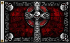 CELTIC SKULL CROSS DELUXE 3' X 5' BIKER FLAG (Sold by the piece)