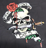FIRST LOVE SKULL BLACK SHORT SLEEVE TEE SHIRT (Sold by the piece)