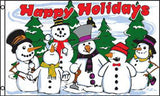HAPPY HOLIDAY SNOWMEN  3 X 5 FLAG (Sold by the piece)