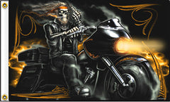 MIDDLE FINGER SKELETON MOTORCYLE DELUXE FLAG 3 X 5  (Sold by the piece)
