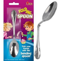 FOLDING SPOON TRICK AND JOKE UTENSIL ( sold by piece or dozen)