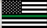 AMERICAN THIN GREEN LINE military / border patrol lives  3 X 5 FLAG ( sold by the piece )