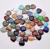 ASSORTED 1 INCH STONE HEART NECKLACE PENDANTS (sold by piece or dozen)