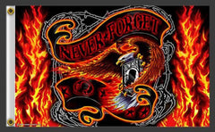 NEVER FORGET EAGLE POW MIA DELUXE 3 X 5 BIKER FLAG (Sold by the piece)
