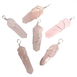 ROSE QUARTZ WIRE WRAPPED STONE PENDANT (sold by the piece or on chain)