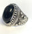 Round black stone engraved  metal ring (sold by the piece)