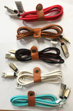 REAL LEATHER ASST COLORS IPHONE 5 6 7 CELL PHONE CHARGER CORD ( sold by the dozen or piece )