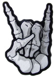 JUMBO SKELETON BONES ROCK ON EMBROIDERED PATCH 11 INCH (Sold by the piece)