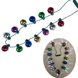 Large Metallic Jingle Bell Christmas Holiday LED Light Bulb Flashing 25" Necklace (sold by piece or dozen)