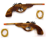WOOD ANTIQUE LOOKING LONG BARREL PISTOL ELASTIC SHOOTER GUN (Sold by the piece or dozen)