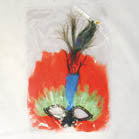 LARGE FEATHER MASK WITH PEACOCK FEATHER (Sold by the dozen)  -*CLOSEOUT $1 EA