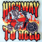 HIGHWAY TO HELL 4 inch PATCH (Sold by the piece or dozen ) -* CLOSEOUT AS LOW AS .75 CENTS EA