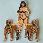 GIRL WITH DOGS 4 INCH PATCH (Sold by the piece or dozen ) -* CLOSEOUT AS LOW AS .75 CENTS EA