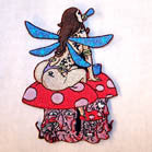 FAIRY ON SHROOMS 4 INCH PATCH (Sold by the piece or dozen ) -* CLOSEOUT AS LOW AS $1 EA