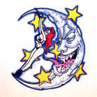 GIRL ON MOON 4 inch PATCH (Sold by the piece or dozen ) CLOSEOUT AS LOW AS 75 CENTS EA