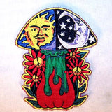 EARTH FLAMING SHROOM 4 INCH PATCH  (Sold by the piece or dozen) - * CLOSEOUT NOW AS LOW AS $1 EA