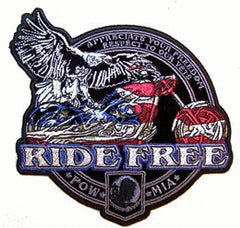 RIDE FREE POW MOTORCYCLE EAGLE PATCH PATCH (Sold by the piece)