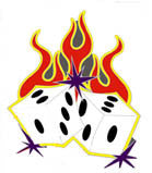 SPARKLING FLAME DICE HAT / JACKET PIN (Sold by the piece) *- CLOSEOUT NOW $1 EA