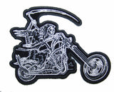 GRIM REAPER MOTORCYCLE RIDER 4 IN EMBROIDERED PATCH  (sold by the piece )