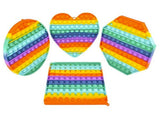 8" ASSORTED SHAPE RAINBOW BUBBLE POP IT SILICONE STRESS RELIEVER TOY (sold by the piece )
