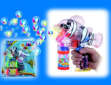 LIGHT UP SEE THROUGH CLOWN FISH BUBBLE GUN WITH SOUND (sold by the piece )