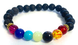RAINBOW LAVA STONE CHAKRA BRACELET (sold by the piece)
