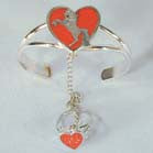 UNICORN IN HEART CUFF SLAVE BRACELET W RING ON CHAIN (Sold by the piece)