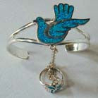 FLYING DOVE CUFF BRACELET W RING ON CHAIN (Sold by the piece) * - CLOSEOUT $ 6.75 EA