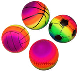 RAINBOW 9 INCH ASSORTED SPORTS BALLS  (Sold by the dozen)