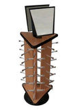 TRIANGLE WOODEN BROWN 18 PAIR SUNGLASS DISPLAY RACK (Sold by the piece) *- CLOSEOUT NOW $29.50 EA