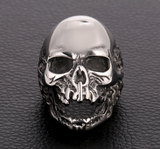 LARGE SCARY OPEN MOUTH SKULL METAL BIKER RING (sold by the piece)