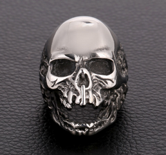LARGE SCARY OPEN MOUTH SKULL METAL BIKER RING (sold by the piece)